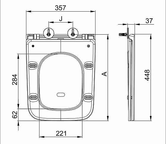 Подвесной унитаз Mixxus Premium Quadro-0302-R Black 530x360x365mm, система смыва RIMLESS (MP6455) Киев