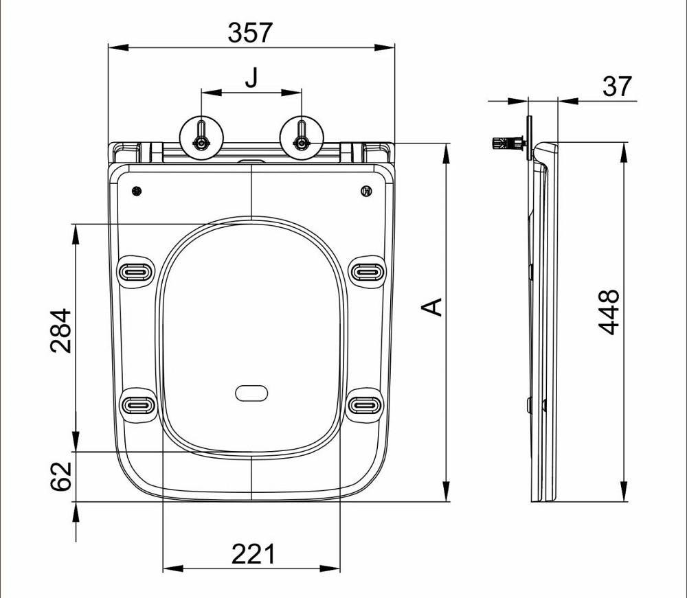 Подвесной унитаз Mixxus Premium Quadro-0302-R Black 530x360x365mm, система смыва RIMLESS (MP6455) Киев - изображение 3