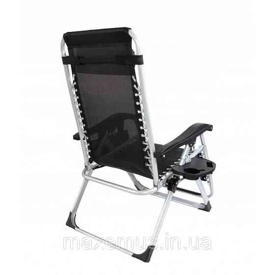 Раскладное кресло шезлонг туристический Bonro BG-006 черный + карман Садовый лежак пляжный шезлонг Мостиска
