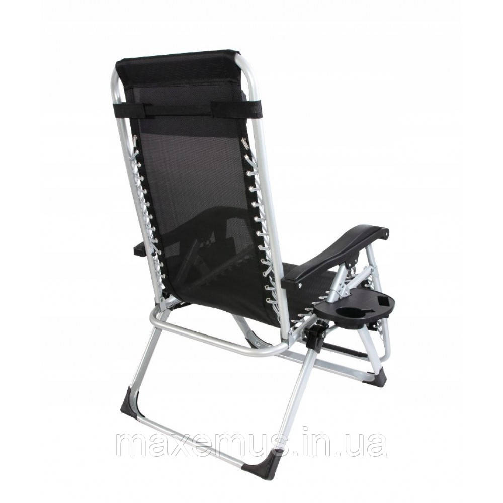 Раскладное кресло шезлонг туристический Bonro BG-006 черный + карман Садовый лежак пляжный шезлонг Мостиска - изображение 4
