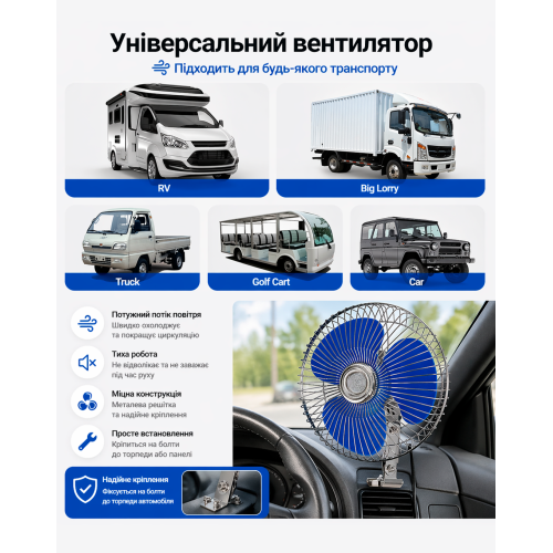 Металевий вентилятор 6" ВН.12.604/HF-304 12 В Харків - фото 9