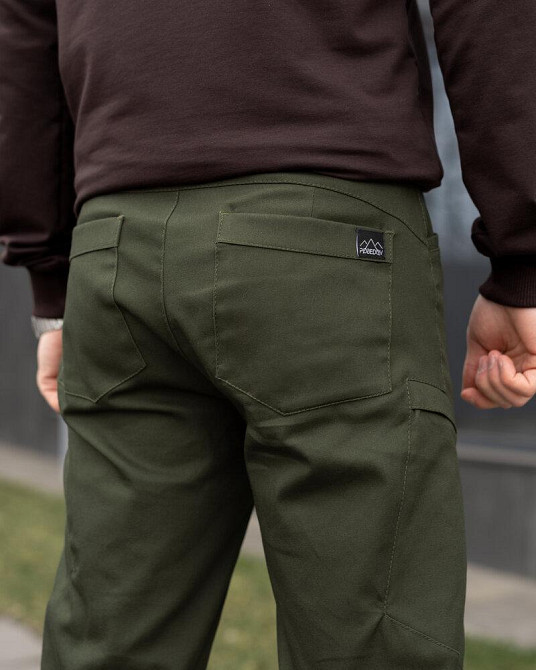 Мужские базовые котоновые брюки карго демисезонные хаки Pobedov Skystone Киев - изображение 6
