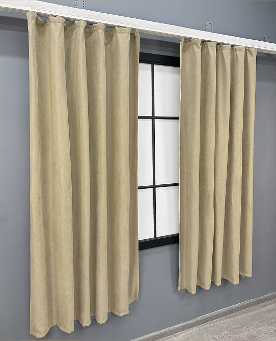 Комплект коротких штор VR-Textil Мікровелюр Petek YL № 1801ш Кремовий 130х170 см 2 шт (35-0383) Київ - фото 3