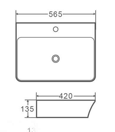 Умивальник накладний керамічний Mixxus Premium Bevel-0202 з переливом 560x415x125mm (MP6481) ( 10027 ) Харків