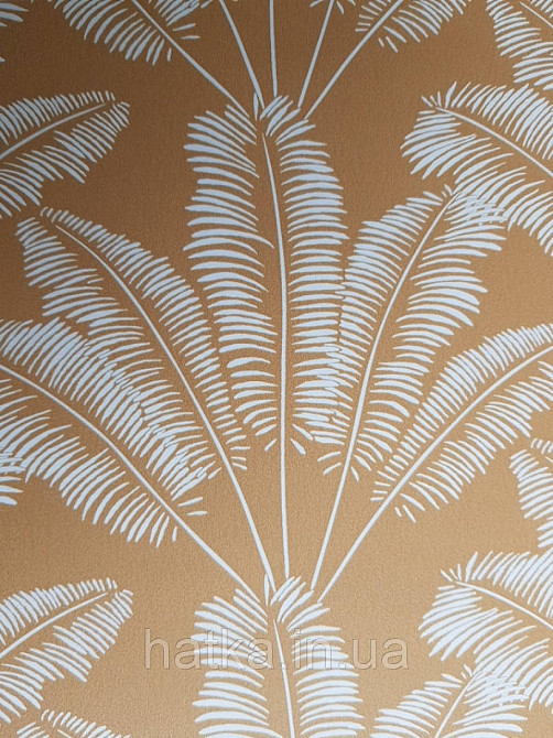 Шпалери флізелінові дитячі Caselio Our Planet листя папороті білі на жовто гірчичному тлі Київ - фото 3