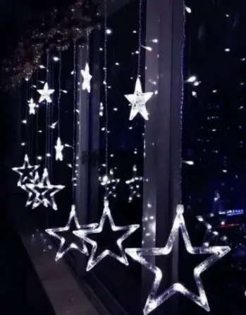 Светодиодная гирлянда штора звездопад 138LED (гирлянда со звездами): длина 2,5м ( белый цвет) Коломия
