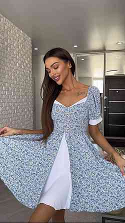 Жіноча принтована легка сукня міні американський креп Одеса