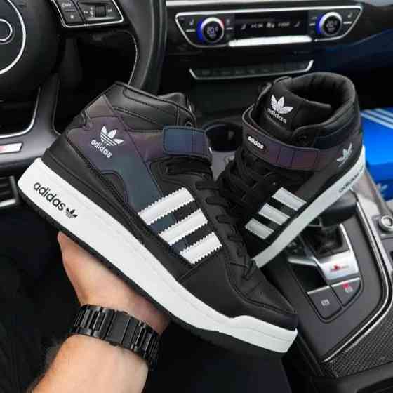Високі Чорні Кросівки Adidas Forum Шкіряні Чоловічі Черевики Адідас Форум (розміри: 41,42,43,44,45,46) Дніпро