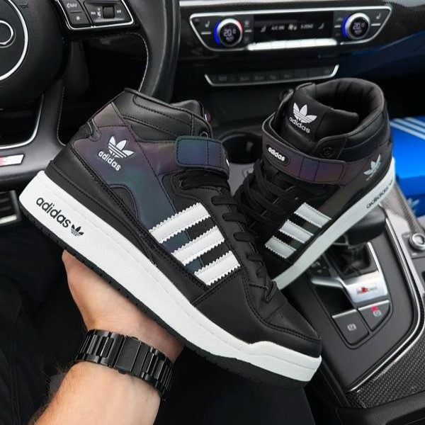 Высокие Чёрные Кроссовки Adidas Forum Кожаные Мужские Ботинки Адидас Форум (размеры: 41,42,43,44,45,46) Днепр - изображение 6