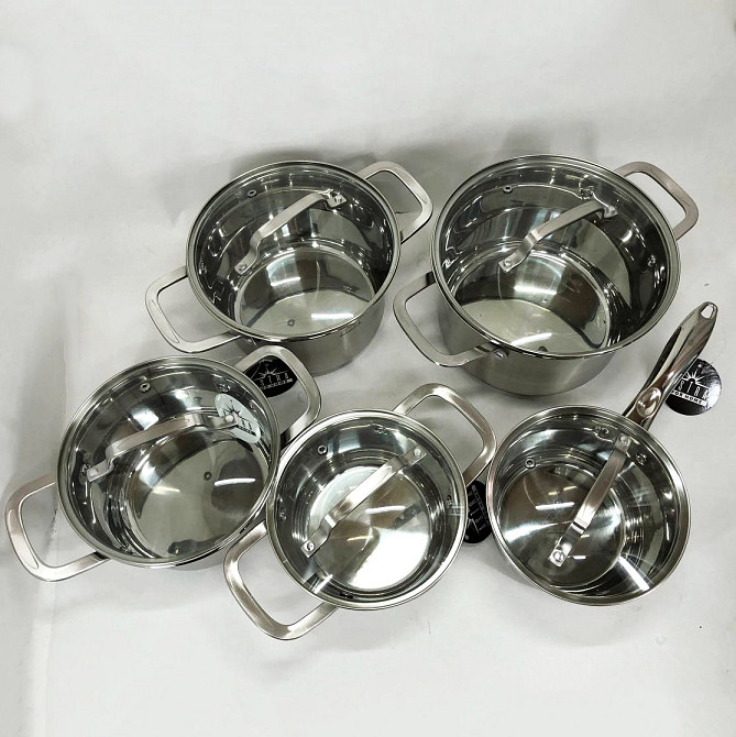 Набор высоких кастрюль 10, Кастрюли с прозрачными крышками, Набор кастрюль с антипригарным дном LU-50 Львов - изображение 12