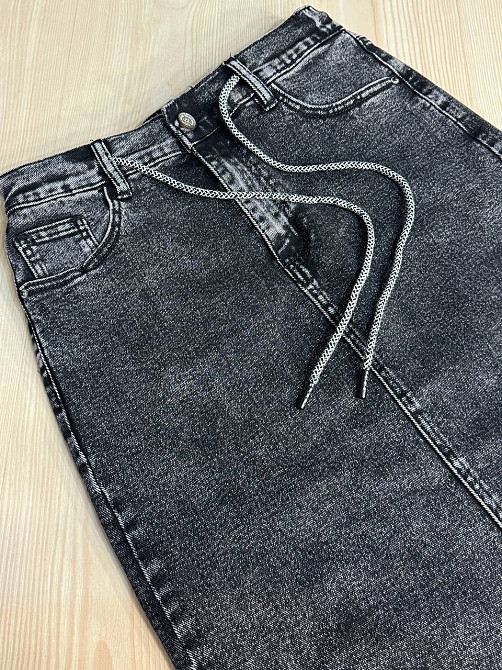 Спідниця жіноча джинсова Vanver 82038 резинка шнурок з розрізом варена міді чорна, чорний, 31, 31, 83 см, 106 см Київ - фото 2