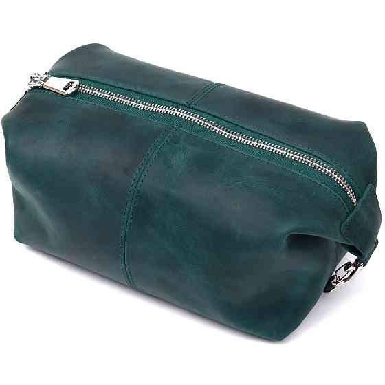 Кожаная матовая косметичка Shvigel 16399 Зеленый Киев