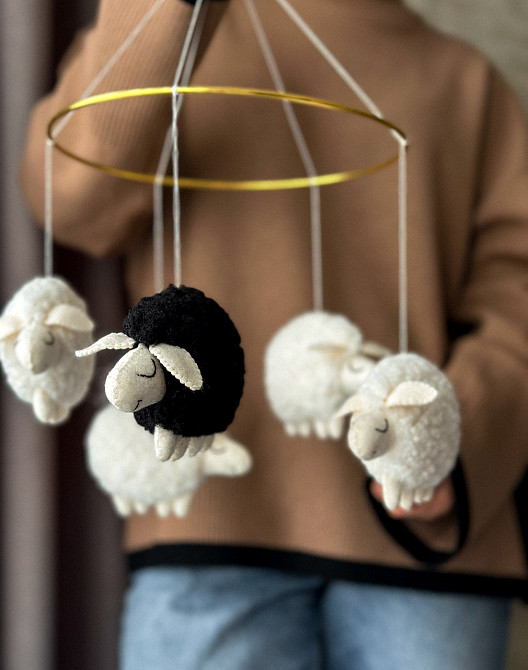 Мобіль на ліжечко для немовлят Овечки букле Київ - фото 5