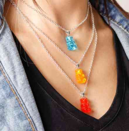 Ожерелье с желейными мишками разноцвтное - длина 50см, цинковый сплав, смола Киев