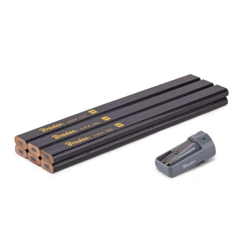 Набір будівельних олівців з точилкою HB 180mm OCTAGON, 6 шт. графіт, DIY-PC2OC18GH/S6B Київ - фото 1