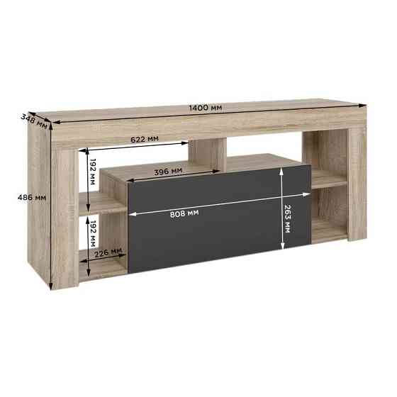 Тумба под телевизор с 4 полками М-ЗОН Джеко 140 Сонома/Антрацит (MZN-031036) Днепр