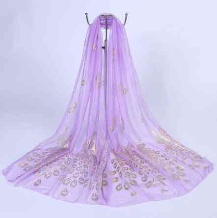 Женский шарф с Павлинами сиреневый 170*40см Киев