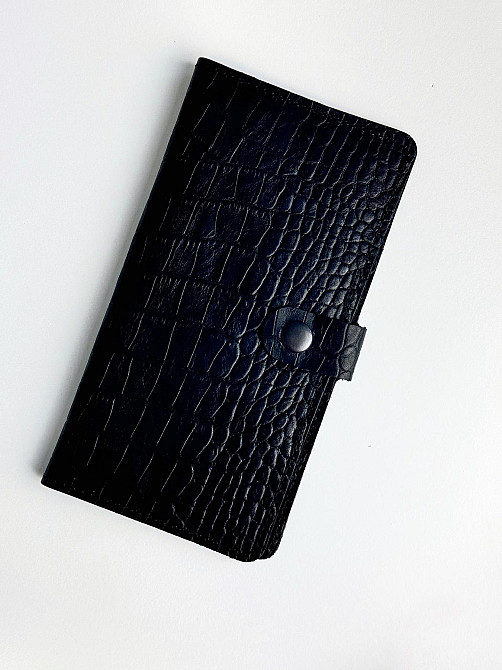 Мужское портмоне из натуральной кожи тиснение крокодил SR028 (Черный) Сумы - изображение 1