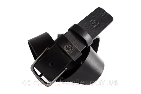 Классический мужской ремень батал черного цвета из цельной итальянской кожи до 140 см Grande Pelle Киев