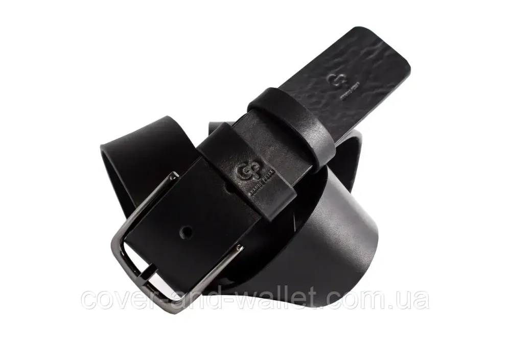 Классический мужской ремень батал черного цвета из цельной итальянской кожи до 140 см Grande Pelle Киев - изображение 4