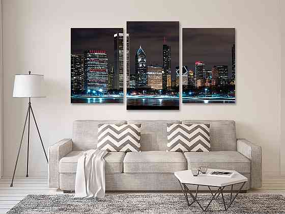Модульна картина у вітальню/ спальню Місто вночі   Art-543_3 100x150 см Київ