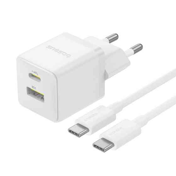 Мережевий зарядний пристрій з кабелем Baseus Palm Fast Charger C+U 30W EU Moon White (with USB-C to USB-C 60W Одеса