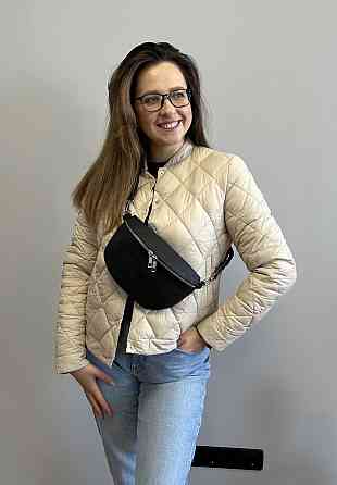 Жіноча шкіряна бананка, сумка з натуральної шкіри, стильна блакитна жіноча сумочкаMasterSem Київ