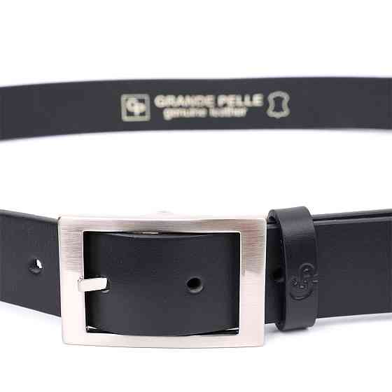Кожаный брючный ремень для мужчин из квадратной пряжкой Черный (GRANDE PELLE) Киев