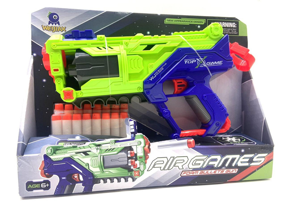 Пістолет іграшковий бластер 12 м'яких набоїв у коробці Вид 3 Зелений (JLX7267) Чернигов - изображение 6