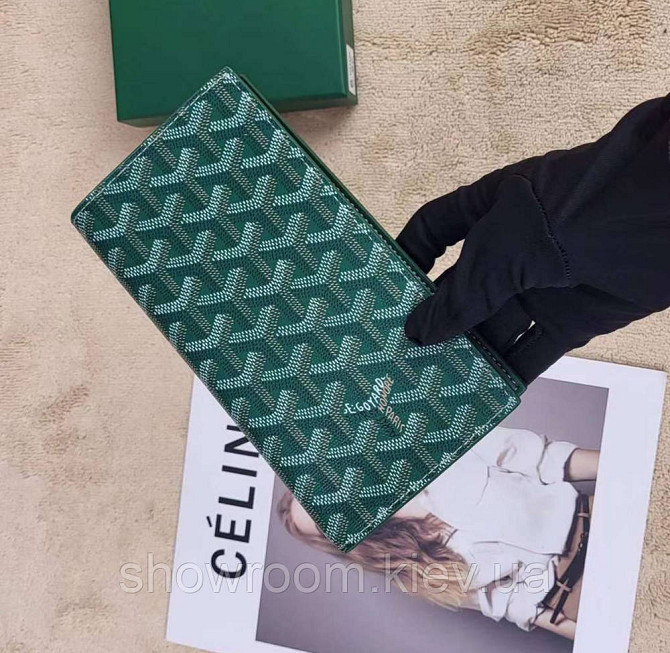 Мужской бумажник с отделением для телефона Goyard (099) Lux green Киев - изображение 1