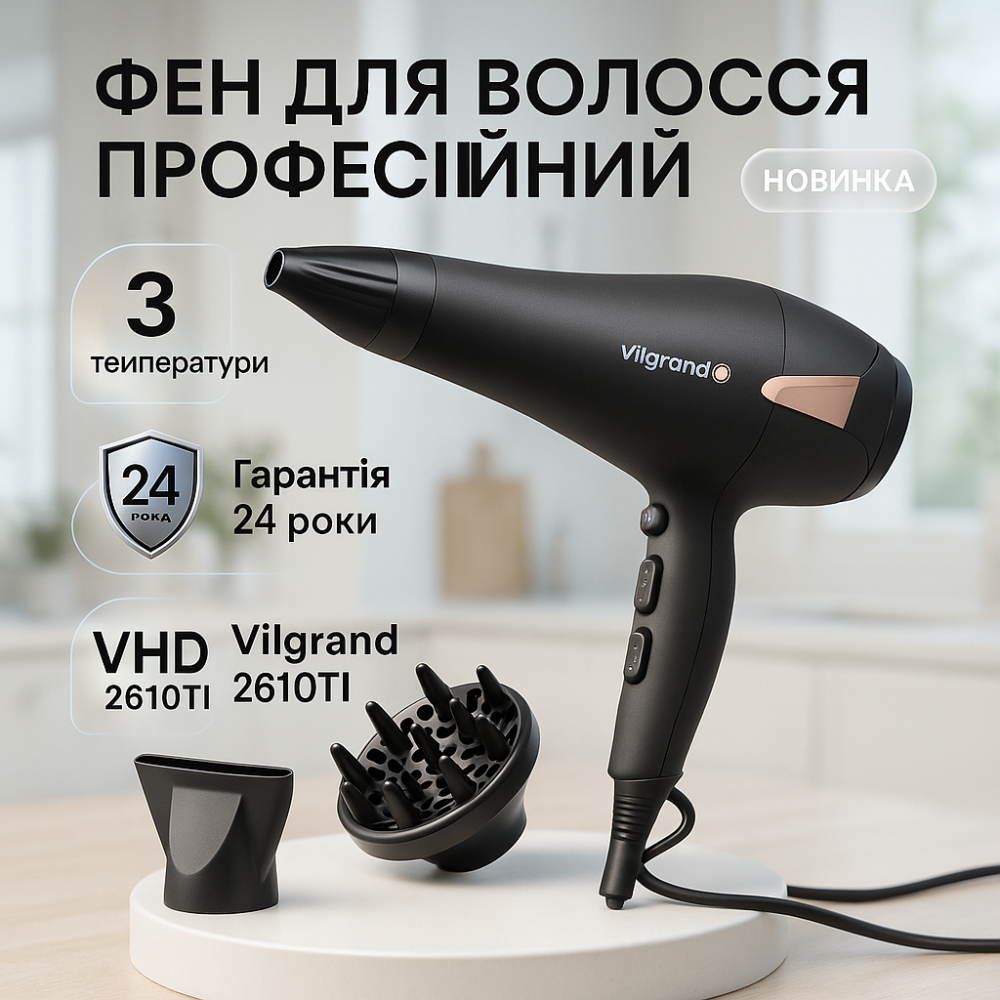 Класичний фен для волосся, Професійний фен оригінал, Професійний фен для роботи Хороший дому KY-33 Львів - фото 15