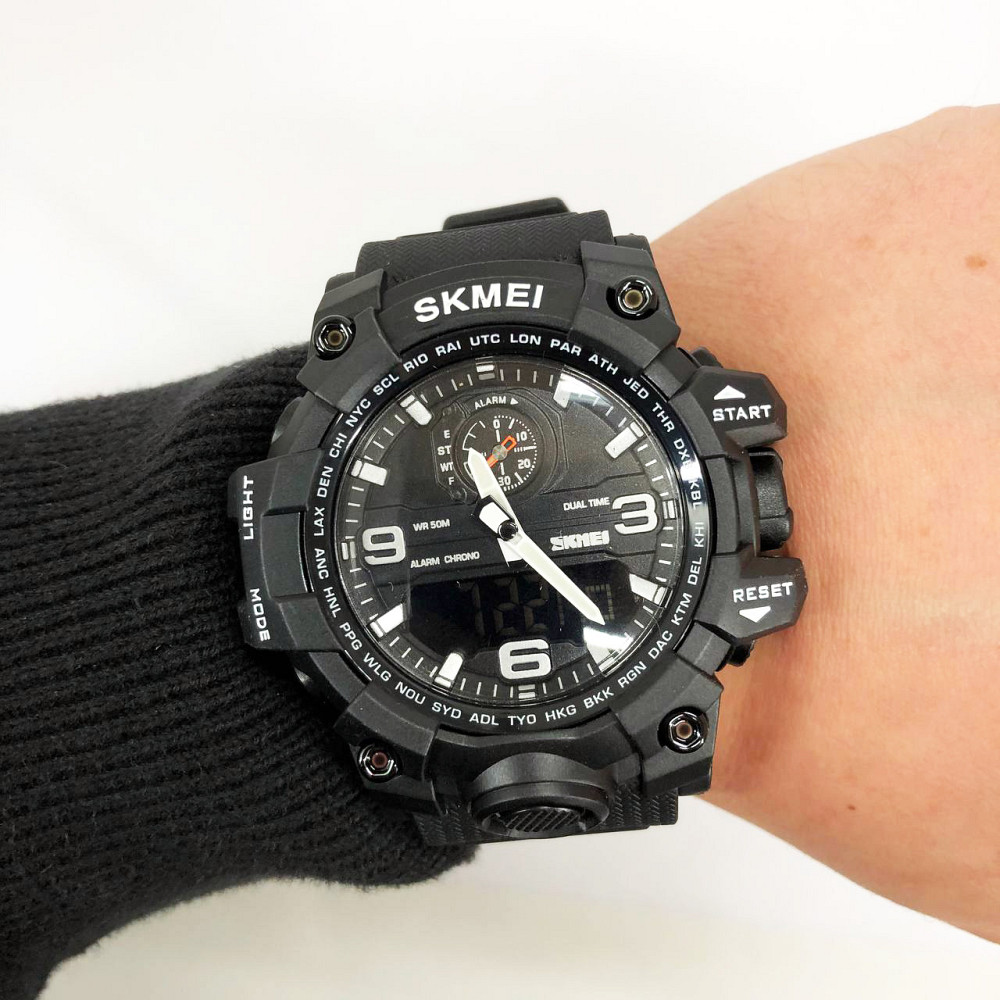 Наручные часы с электронным механизмом SKMEI 1586BK BLACK, Военные часы спецслужб SP-57 Львов - изображение 8