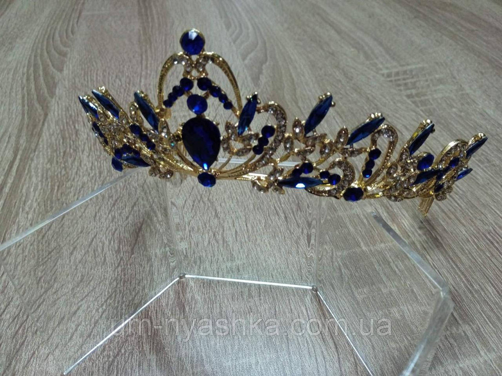 Диадема на обруче Корона синяя с камнями Кривой Рог - изображение 4
