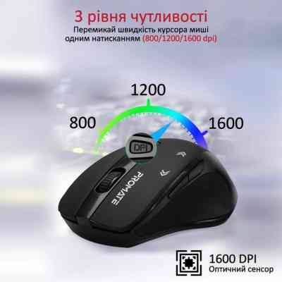 Мышка Promate Cursor Wireless Black (cursor.black) Винница