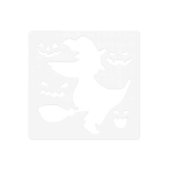 Трафарет Ведьма на метле на Хэллоуин пластиковый 13 на 13 см серый Киев