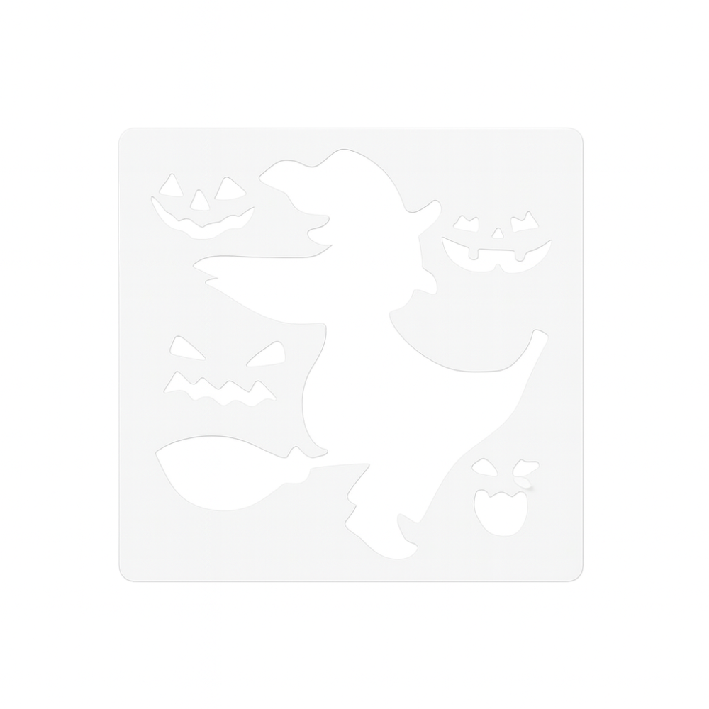 Трафарет Ведьма на метле на Хэллоуин пластиковый 13 на 13 см серый Киев - изображение 2