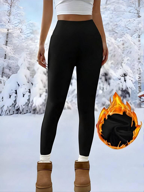 Жіночі базові утеплені лосини дайвінг на флісі Чорний, 50/52 Одеса - фото 1