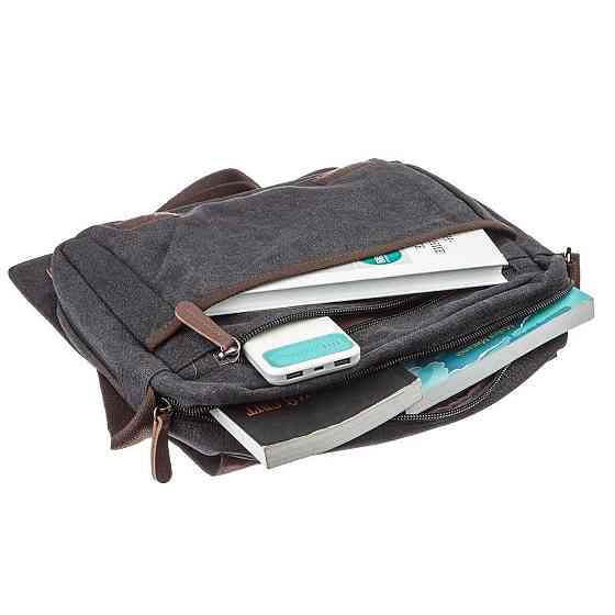 Сумка почтальонка текстильная Черная (Vintage) Киев