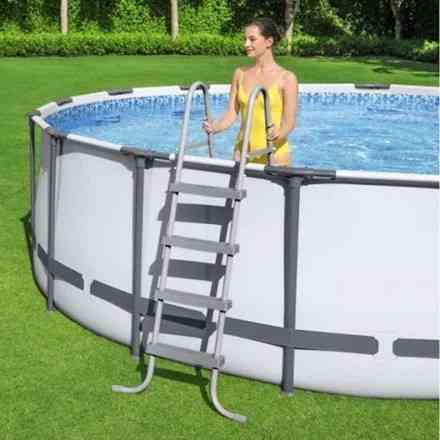 Круглий каркасний басейн 457x122 см 16 тонн, з фільтр-насосом, драбиною, тентом Bestway 56438 Київ
