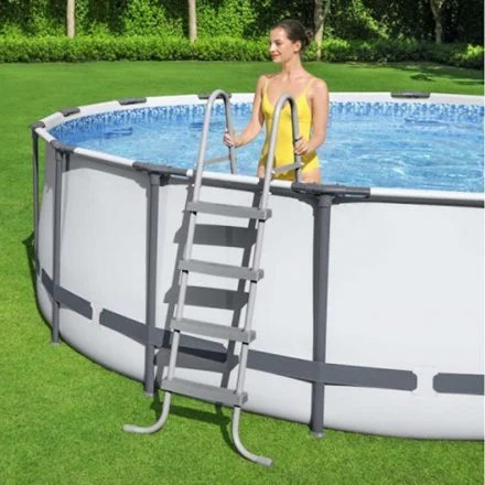 Круглий каркасний басейн 457x122 см 16 тонн, з фільтр-насосом, драбиною, тентом Bestway 56438 Київ - фото 1