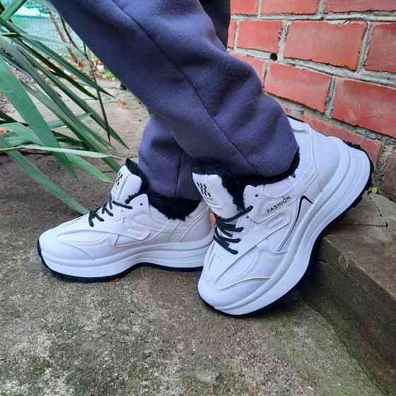 -Жінні зимові Білі Кросівки з МЕХОМ на Високому Підошві Мокасини (розміри: 36) — 07-2 Дніпро