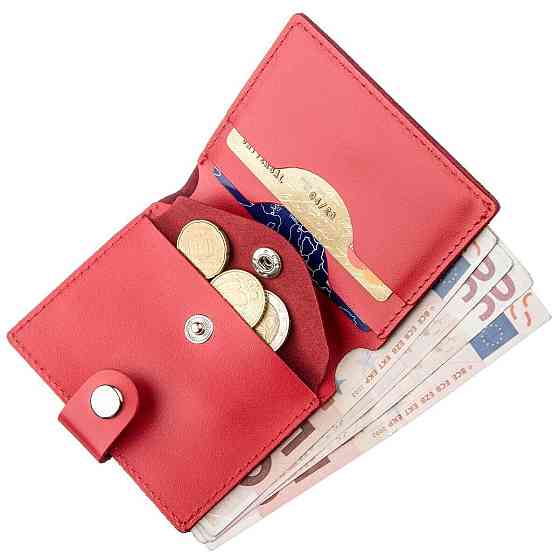 Портмоне вертикальное женское кожаное с монетницей Красное (SHVIGEL) Киев