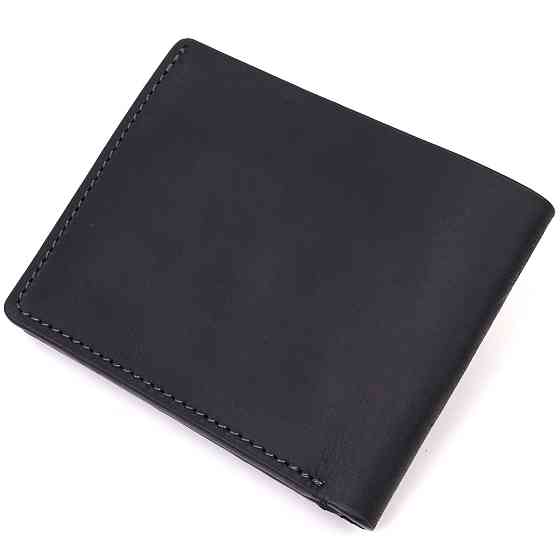 Надежное кожаное портмоне из винтажной кожи в два сложения Украина GRANDE PELLE 16735 Черный Киев