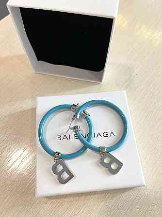 Balenciaga сережки кільця кольору морської хвилі з ребрами Одеса