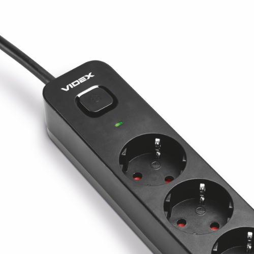 Мережевий подовжувач із заземленням 4 розетки 3м з кнопкою чорний VF-PD43G-B Oncord Videx Житомир - изображение 10
