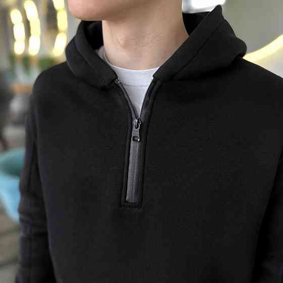 Теплое мужское худи зимнее чёрное Pobedov Concord Киев