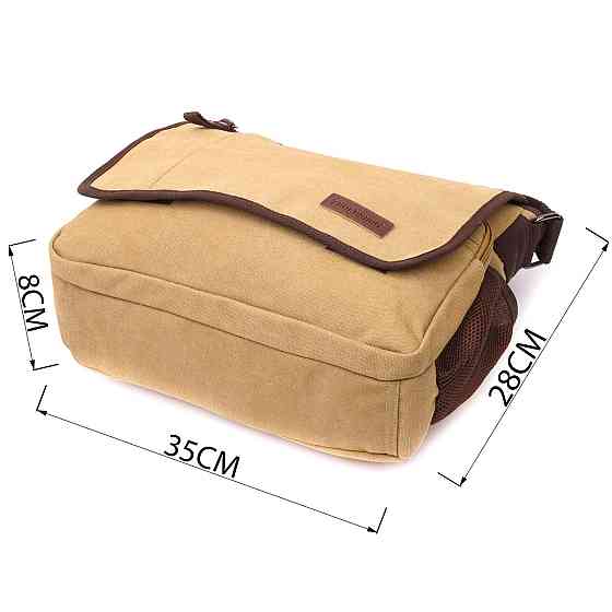 Практична сумка через плече для ноутбука 13" із щільного текстилю Vintage 22202 Пісочний Київ