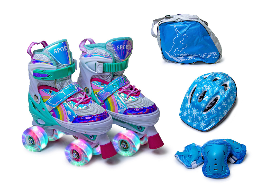 Комплект ролики-квады + защита + шлем + рюкзак Scale Sports Tiffany Rainbow. Все колеса светятся. Ра Одесса - изображение 1