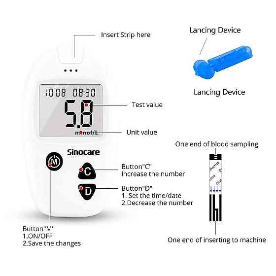Глюкометр Sinocare GA-3 з тест-полосками та ланцетами Київ
