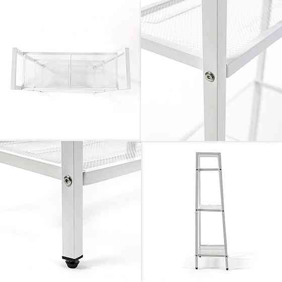 Стеллаж-этажерка трехъярусный из металла 60х33х110см Белый SW-00002103 Днепр